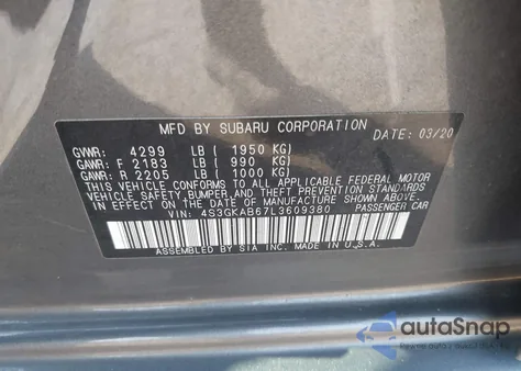 2020 Subaru Impreza Sedan из США, поврежденный, VIN 4S3GKAB67L3609380